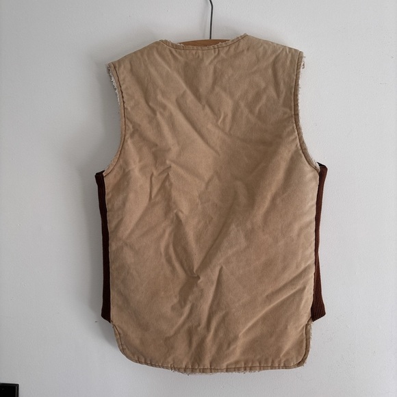 Vintage workwear vest medium wool/sherpa insulation carhartt style cream - Picture 8 of 8
